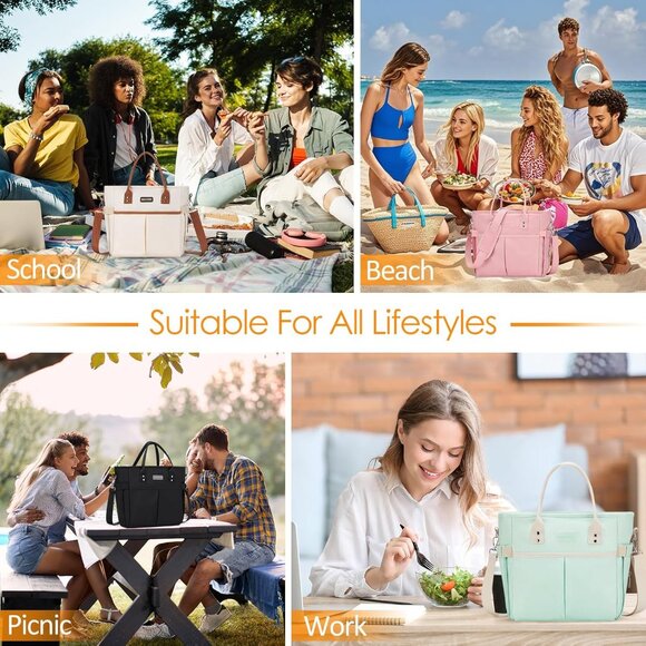 Lunch Bag Women for Work Insulated Thermal Lunch Box for Men with Wide-Open Pock - Picture 2 of 6